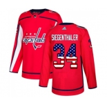 Adidas Washington Capitals #34 Jonas Siegenthaler Authentic Red USA Flag Fashion NHL Jersey