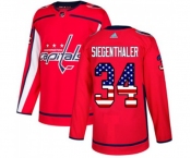 Adidas Washington Capitals #34 Jonas Siegenthaler Authentic Red USA Flag Fashion NHL Jersey