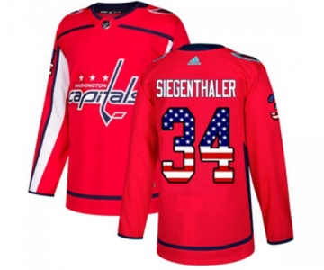 Adidas Washington Capitals #34 Jonas Siegenthaler Authentic Red USA Flag Fashion NHL Jersey