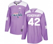 Adidas Washington Capitals #42 Martin Fehervary Authentic Purple Fights Cancer Practice NHL Jersey