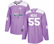 Adidas Washington Capitals #55 Aaron Ness Authentic Purple Fights Cancer Practice NHL Jersey