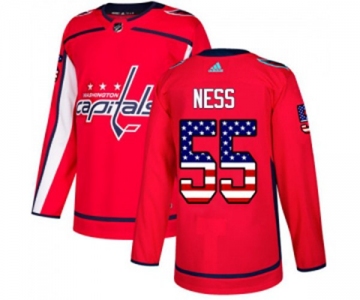 Adidas Washington Capitals #55 Aaron Ness Authentic Red USA Flag Fashion NHL Jersey