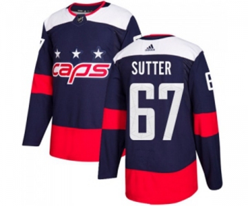 Adidas Washington Capitals #67 Riley Sutter Authentic Navy Blue 2018 Stadium Series NHL Jersey