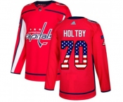 Adidas Washington Capitals #70 Braden Holtby Authentic Red USA Flag Fashion NHL Jersey