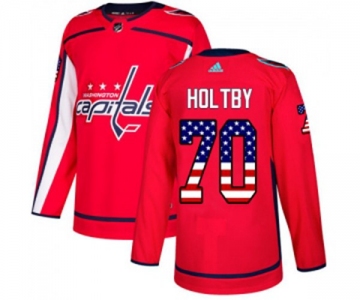 Adidas Washington Capitals #70 Braden Holtby Authentic Red USA Flag Fashion NHL Jersey