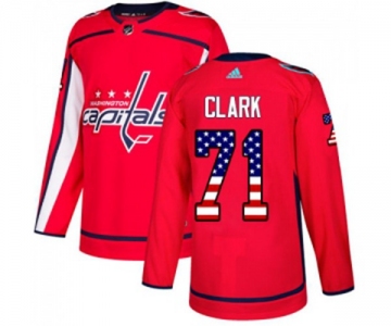 Adidas Washington Capitals #71 Kody Clark Authentic Red USA Flag Fashion NHL Jersey