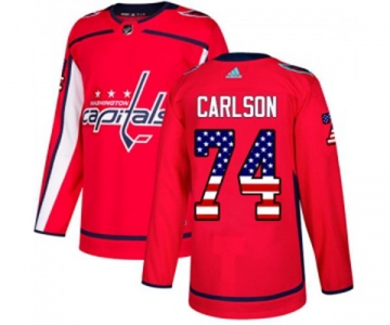 Adidas Washington Capitals #74 John Carlson Authentic Red USA Flag Fashion NHL Jersey