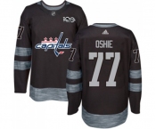 Adidas Washington Capitals #77 T.J. Oshie Authentic Black 1917-2017 100th Anniversary NHL Jersey