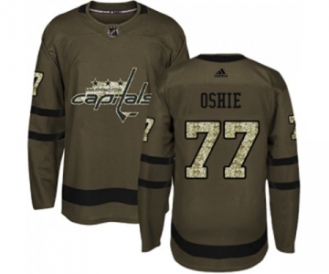 Adidas Washington Capitals #77 T.J. Oshie Authentic Green Salute to Service NHL Jersey