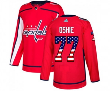 Adidas Washington Capitals #77 T.J. Oshie Authentic Red USA Flag Fashion NHL Jersey