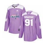 Adidas Washington Capitals #91 Tyler Graovac Authentic Purple Fights Cancer Practice NHL Jersey