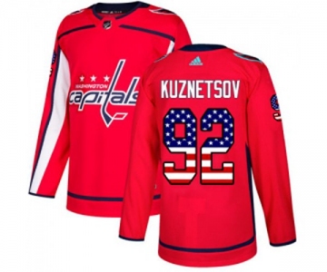 Adidas Washington Capitals #92 Evgeny Kuznetsov Authentic Red USA Flag Fashion NHL Jersey