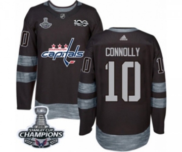 Men Adidas Washington Capitals #10 Brett Connolly Authentic Black 1917-2017 100th Anniversary 2018 Stanley Cup Final Champions NHL Jersey