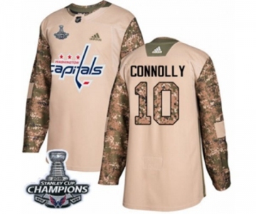 Men Adidas Washington Capitals #10 Brett Connolly Authentic Camo Veterans Day Practice 2018 Stanley Cup Final Champions NHL Jersey