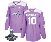 Men Adidas Washington Capitals #10 Brett Connolly Authentic Purple Fights Cancer Practice 2018 Stanley Cup Final Champions NHL Jersey