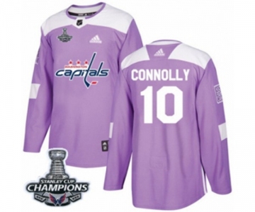 Men Adidas Washington Capitals #10 Brett Connolly Authentic Purple Fights Cancer Practice 2018 Stanley Cup Final Champions NHL Jersey