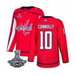 Men Adidas Washington Capitals #10 Brett Connolly Authentic Red Home 2018 Stanley Cup Final Champions NHL Jersey