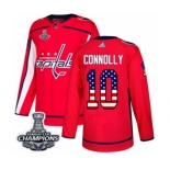 Men Adidas Washington Capitals #10 Brett Connolly Authentic Red USA Flag Fashion 2018 Stanley Cup Final Champions NHL Jersey