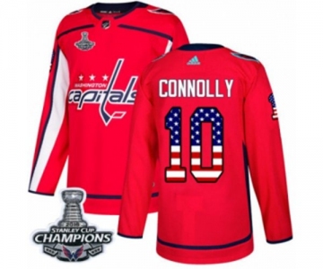 Men Adidas Washington Capitals #10 Brett Connolly Authentic Red USA Flag Fashion 2018 Stanley Cup Final Champions NHL Jersey