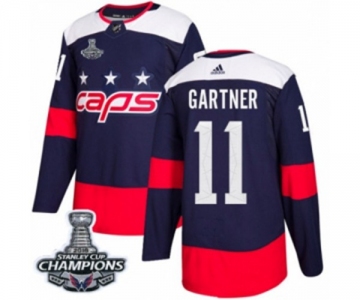 Men Adidas Washington Capitals #11 Mike Gartner Authentic Navy Blue 2018 Stadium Series 2018 Stanley Cup Final Champions NHL Jersey