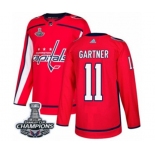 Men Adidas Washington Capitals #11 Mike Gartner Authentic Red Home 2018 Stanley Cup Final Champions NHL Jersey