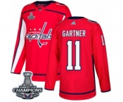 Men Adidas Washington Capitals #11 Mike Gartner Authentic Red Home 2018 Stanley Cup Final Champions NHL Jersey