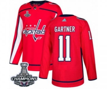 Men Adidas Washington Capitals #11 Mike Gartner Authentic Red Home 2018 Stanley Cup Final Champions NHL Jersey