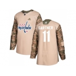 Men Adidas Washington Capitals #11 Mike Gartner Camo Authentic 2017 Veterans Day Stitched NHL Jersey