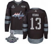 Men Adidas Washington Capitals #13 Jakub Vrana Authentic Black 1917-2017 100th Anniversary 2018 Stanley Cup Final Champions NHL Jersey