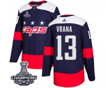 Men Adidas Washington Capitals #13 Jakub Vrana Authentic Navy Blue 2018 Stadium Series 2018 Stanley Cup Final Champions NHL Jersey