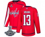 Men Adidas Washington Capitals #13 Jakub Vrana Authentic Red Home 2018 Stanley Cup Final Champions NHL Jersey