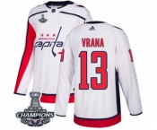 Men Adidas Washington Capitals #13 Jakub Vrana Authentic White Away 2018 Stanley Cup Final Champions NHL Jersey