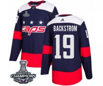 Men Adidas Washington Capitals #19 Nicklas Backstrom Authentic Navy Blue 2018 Stadium Series 2018 Stanley Cup Final Champions NHL Jersey