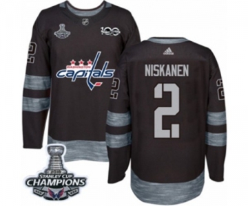 Men Adidas Washington Capitals #2 Matt Niskanen Authentic Black 1917-2017 100th Anniversary 2018 Stanley Cup Final Champions NHL Jersey