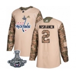 Men Adidas Washington Capitals #2 Matt Niskanen Authentic Camo Veterans Day Practice 2018 Stanley Cup Final Champions NHL Jersey