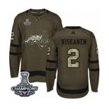 Men Adidas Washington Capitals #2 Matt Niskanen Authentic Green Salute to Service 2018 Stanley Cup Final Champions NHL Jersey