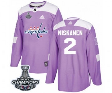 Men Adidas Washington Capitals #2 Matt Niskanen Authentic Purple Fights Cancer Practice 2018 Stanley Cup Final Champions NHL Jersey