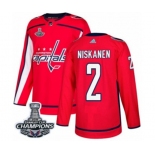 Men Adidas Washington Capitals #2 Matt Niskanen Authentic Red Home 2018 Stanley Cup Final Champions NHL Jersey