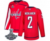 Men Adidas Washington Capitals #2 Matt Niskanen Authentic Red Home 2018 Stanley Cup Final Champions NHL Jersey