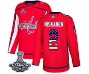 Men Adidas Washington Capitals #2 Matt Niskanen Authentic Red USA Flag Fashion 2018 Stanley Cup Final Champions NHL Jersey