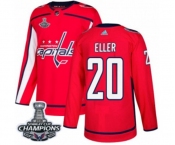 Men Adidas Washington Capitals #20 Lars Eller Authentic Red Home 2018 Stanley Cup Final Champions NHL Jersey