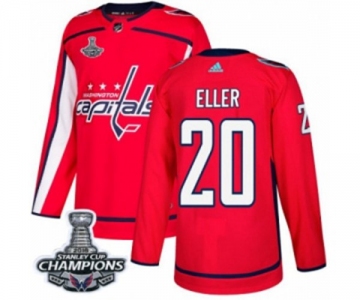 Men Adidas Washington Capitals #20 Lars Eller Authentic Red Home 2018 Stanley Cup Final Champions NHL Jersey