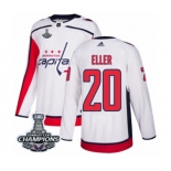 Men Adidas Washington Capitals #20 Lars Eller Authentic White Away 2018 Stanley Cup Final Champions NHL Jersey