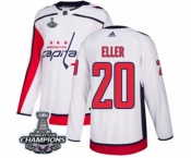 Men Adidas Washington Capitals #20 Lars Eller Authentic White Away 2018 Stanley Cup Final Champions NHL Jersey