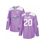 Men Adidas Washington Capitals #20 Lars Eller Purple Authentic Fights Cancer Stitched NHL Jersey