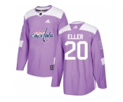 Men Adidas Washington Capitals #20 Lars Eller Purple Authentic Fights Cancer Stitched NHL Jersey