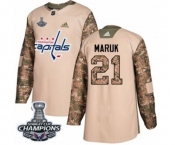 Men Adidas Washington Capitals #21 Dennis Maruk Authentic Camo Veterans Day Practice 2018 Stanley Cup Final Champions NHL Jersey