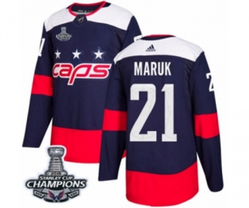 Men Adidas Washington Capitals #21 Dennis Maruk Authentic Navy Blue 2018 Stadium Series 2018 Stanley Cup Final Champions NHL Jersey