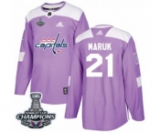 Men Adidas Washington Capitals #21 Dennis Maruk Authentic Purple Fights Cancer Practice 2018 Stanley Cup Final Champions NHL Jersey