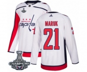 Men Adidas Washington Capitals #21 Dennis Maruk Authentic White Away 2018 Stanley Cup Final Champions NHL Jersey